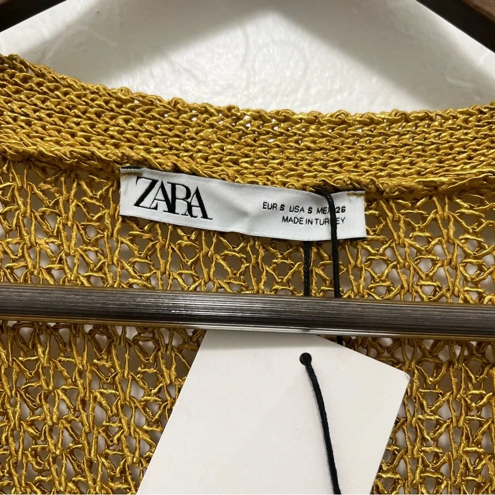 ZARA Open Knit Cardigan Sz S Oversized Relaxed